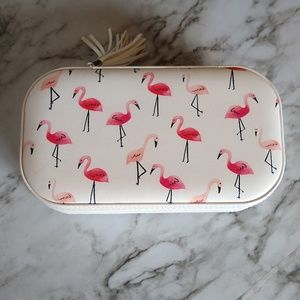 Besharppin flamingo travel jewelry box white